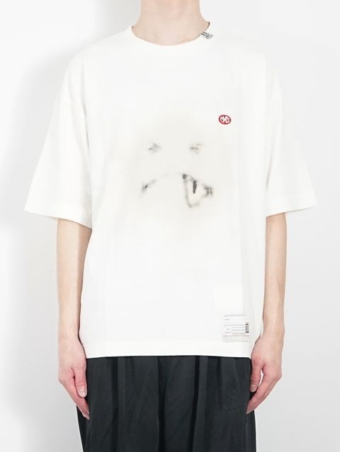 スマイリーフェイスプリントTシャツ - Smily Face Printed T-shirt - WHITE