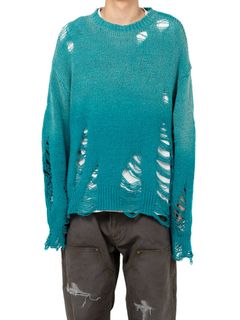 サンフェードライクニットセーター - Sun Faded Like Knit Sweater (BLUE)