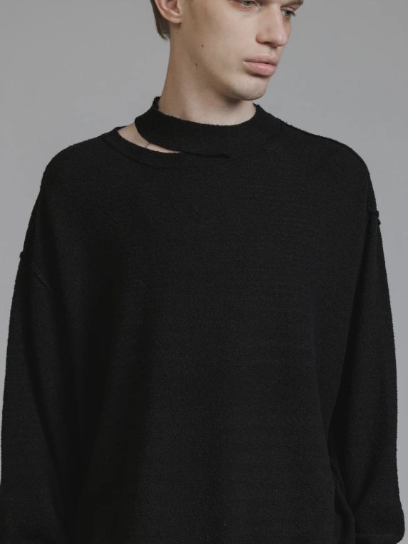 デザイン スウェットプルオーバー - HIGH-GAUGE SWEATER (BLACK)