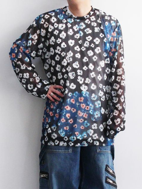 花柄プリントカットソー  - LONG SLEEVE POLY TEE - TEXTILE DESIGN BY MAYA SHIBASAKI