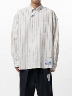 コットン ハイ デンシティ ストライプ ロング スリーブ シャツ | Cotton High Density Stripe Long-sleeve Shirt- WHITE
