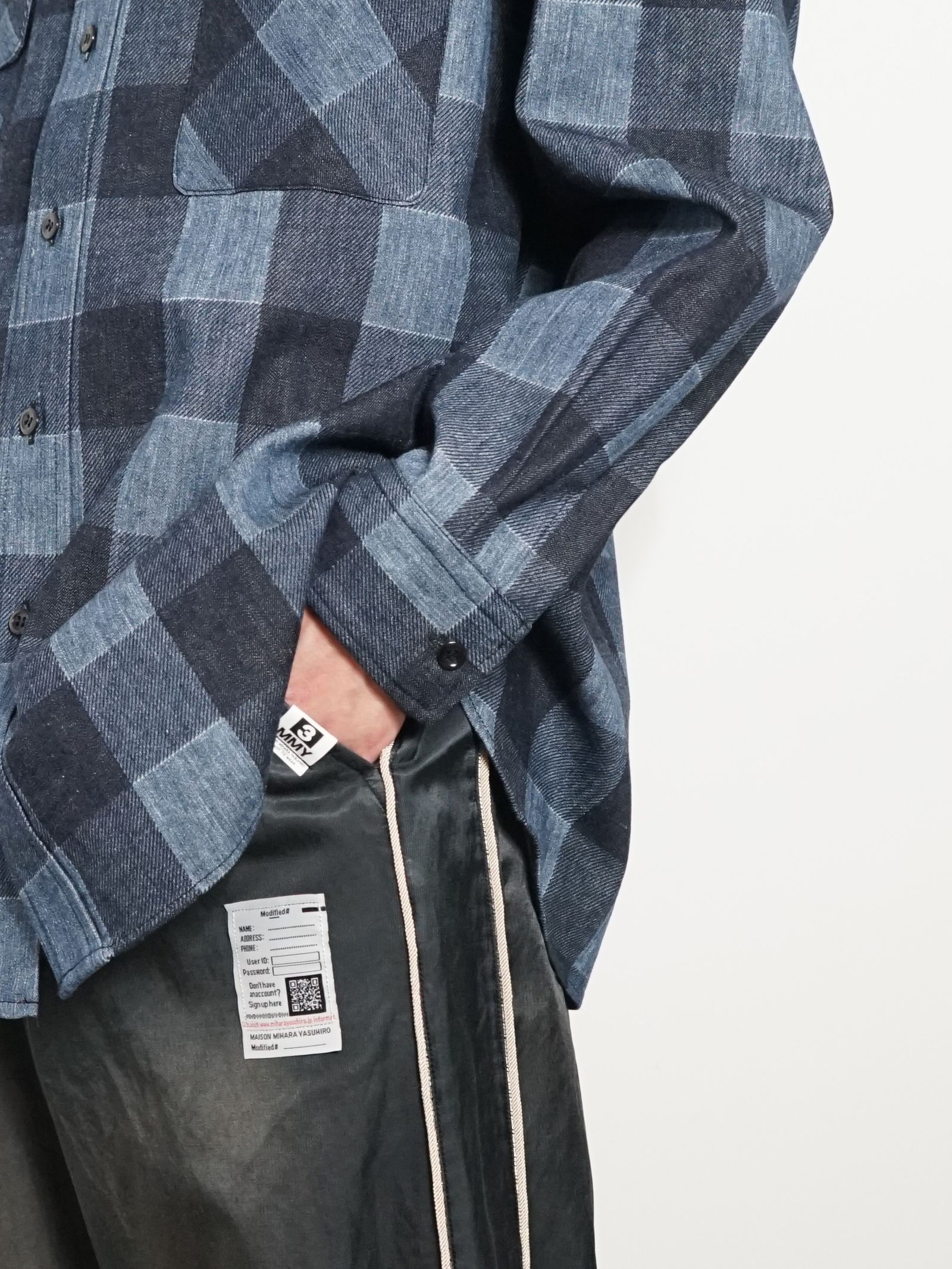 バッファロー チェックシャツ - BUFFALO CHECK BAL COLLAR COAT - Discharge printing -