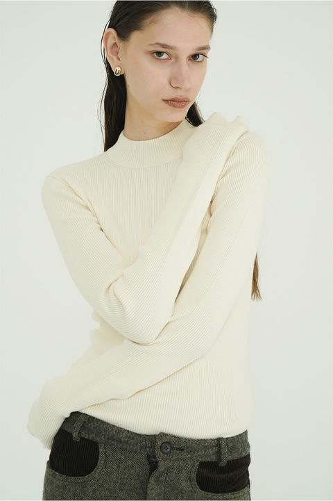 【26AW】 ハイネックリブニットトップス -  H/N RIB KNIT TOPS （IVORY）