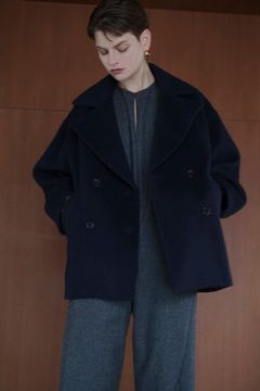 オーバー ライン ダブル コート - OVER LINE DOUBLE COAT - NAVY