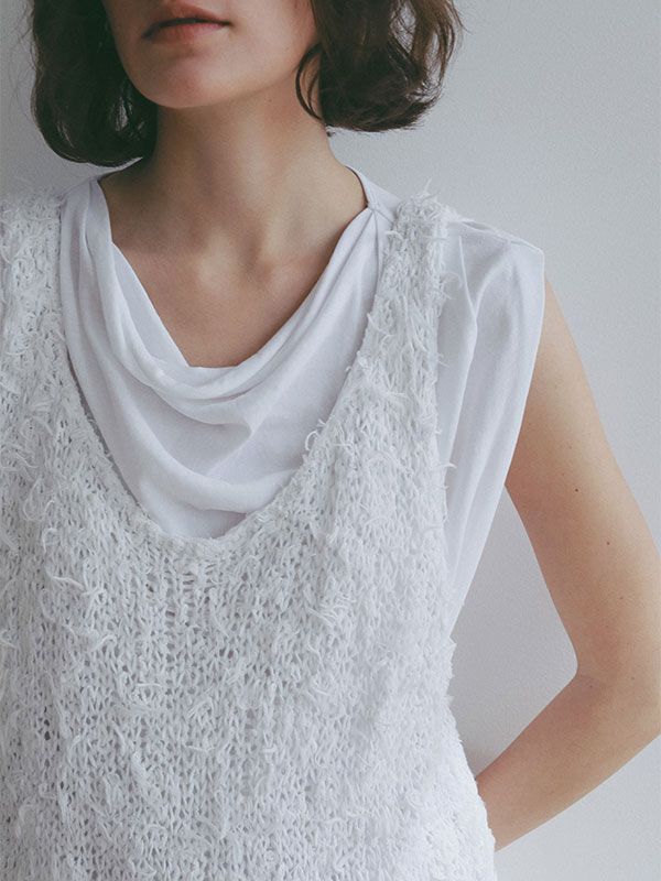 ミックスヤーンニットタンクトップ(WHITE)