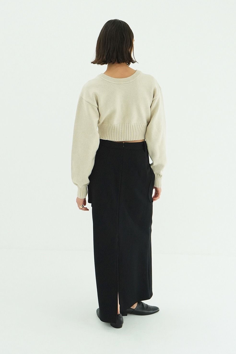 サークルカットスカート - CIRCLE CUT SWEAT SKIRT (BLACK)