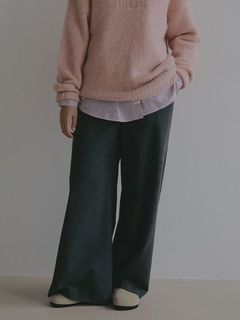 ウーリーセミワイドパンツ （チャコール）