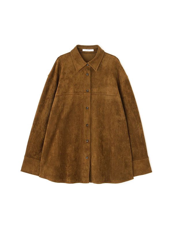 フェイクスウェードオーバーサイズシャツ (CAMEL)