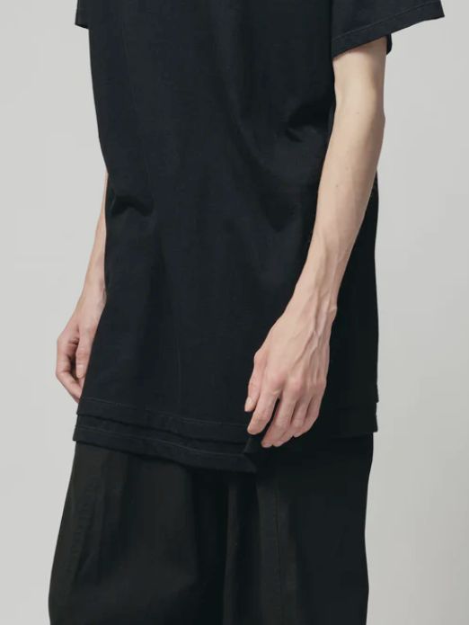 レイヤードデザイン半袖ティーシャツ - cotton jersey s/s t-shirt - BLACK