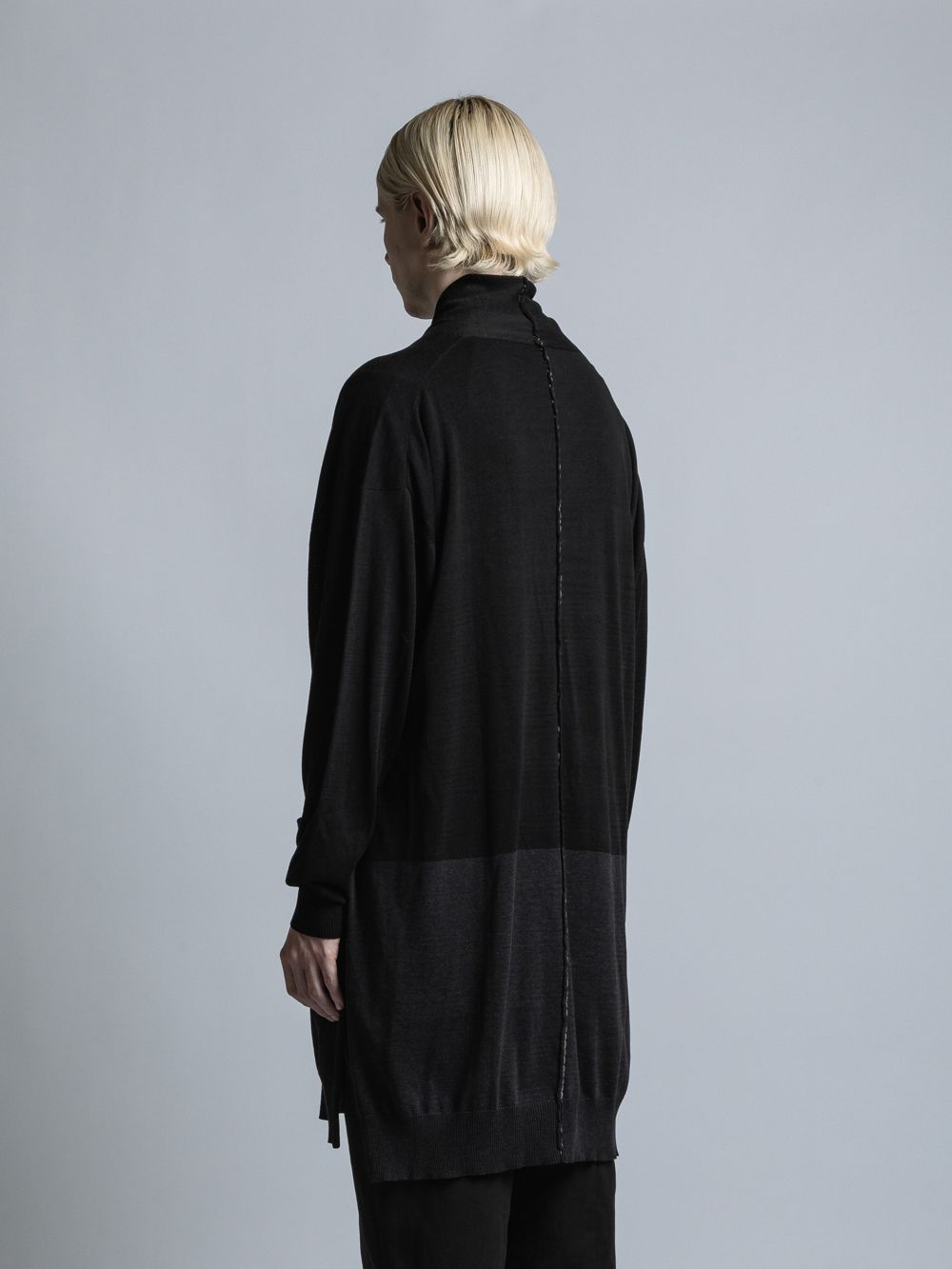 シルク / リネン / コットン ハイゲー ジニットカーディガン-BLACK/ CHARCOAL