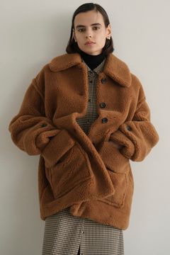 ラージポケット ボア オーバーコート - RIDGE POCKET BOA OVER COAT - BEIGE