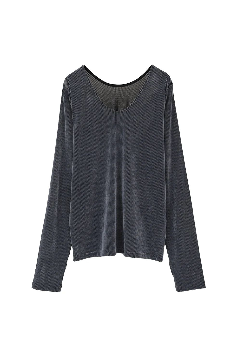 チュール フロッキー ストライプ トップス - TULLE FLOCKED STRIPE TOPS (BLUE)
