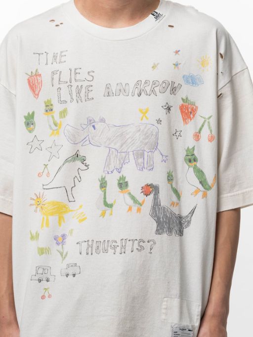 キッズドゥードゥルプリントTシャツ - Kids Doodle Printed T-shirt （WHITE)