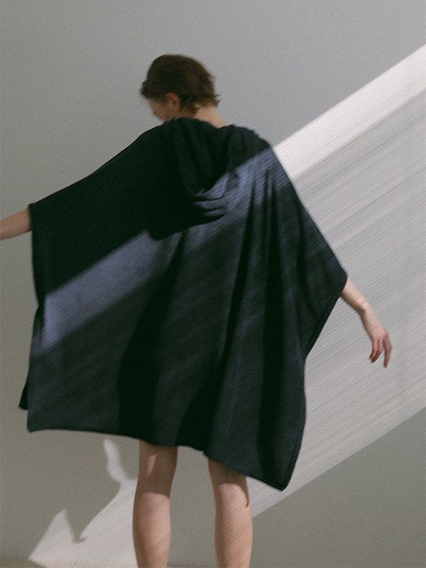 フェードパイルフードポンチョ (NAVY)