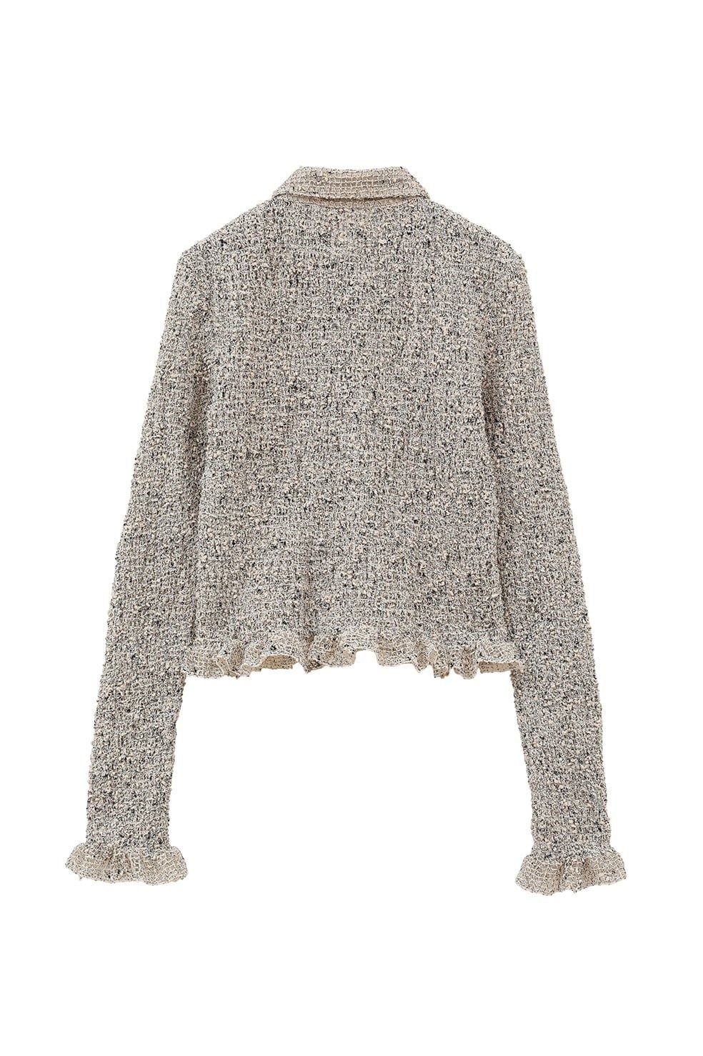 CLANE MIX MESH GATHER SHIRT アイボリー　サイズ1 CLANE - ミックメッシュギャザーシャツ - MIX MESH GATHER SHIRT