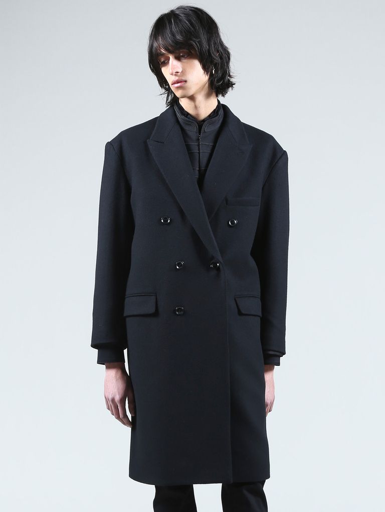 Galaabend 圧縮ウールメルトンオーバーダブルコート Over Double Breasted Coat Black Addict Web Shop