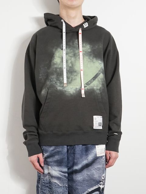 スマイリーフェイスプリントディストレスドフーディー - Smily Face Print Distressed Hoodie