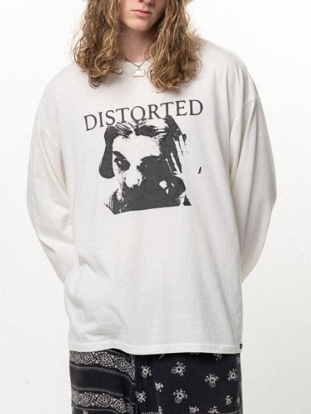 "DISTORTED Girl" L/S T-shirt (WHITE) - ロングスリーブカットソー