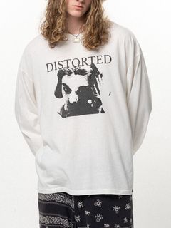 "DISTORTED Girl" L/S T-shirt (WHITE) - ロングスリーブカットソー
