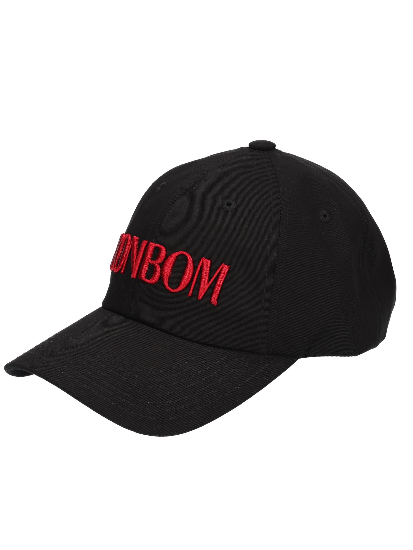 レザーバックル ロゴ キャップ BLACK×RED