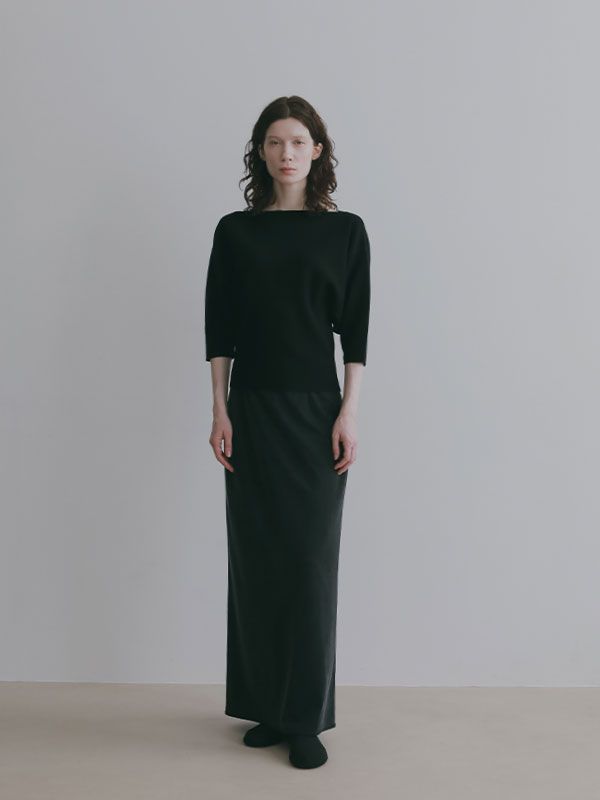 ボートネックニットプルオーバー （BLACK)
