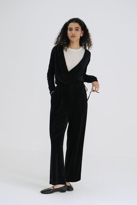 ベロア カシュクールデザイン セットアップ ブラック - VELOR CACHECOEUR SET UP BLACK