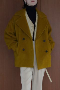 オーバー ライン ダブル コート - OVER LINE DOUBLE COAT - MUSTARD