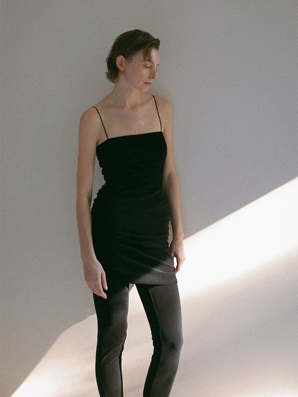 ナローストラップジャガードスウィムウェア (BLACK)