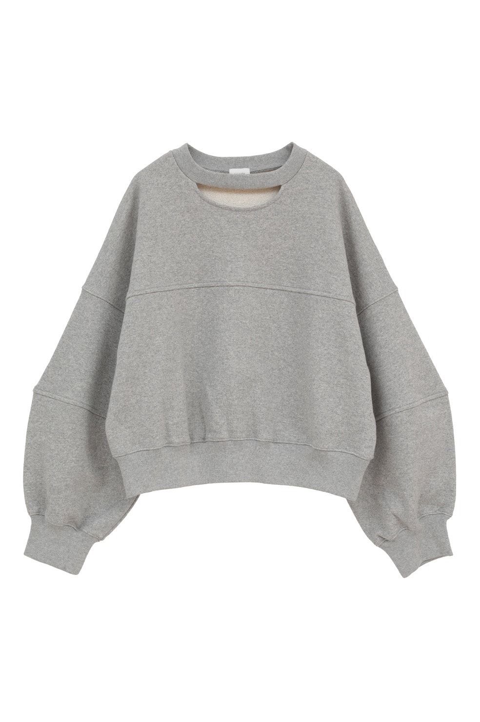 ネックデザインスウェット - MOON SLIT SWEAT TOPS (GREY)