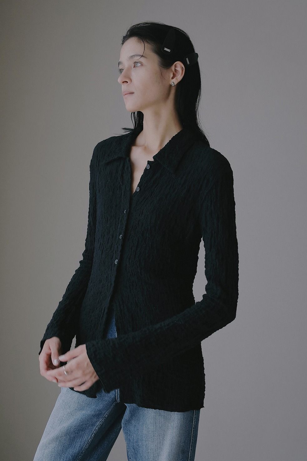 レースシャツトップス | LACE SHIRTS TOPS (BLACK)