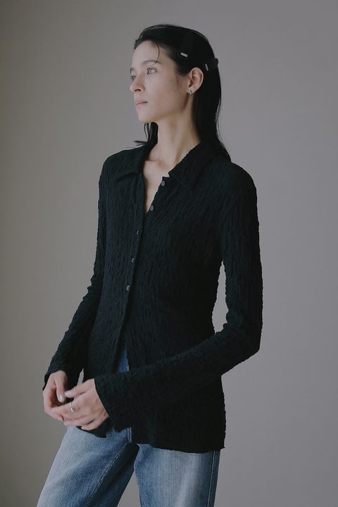 レースシャツトップス | LACE SHIRTS TOPS (BLACK)