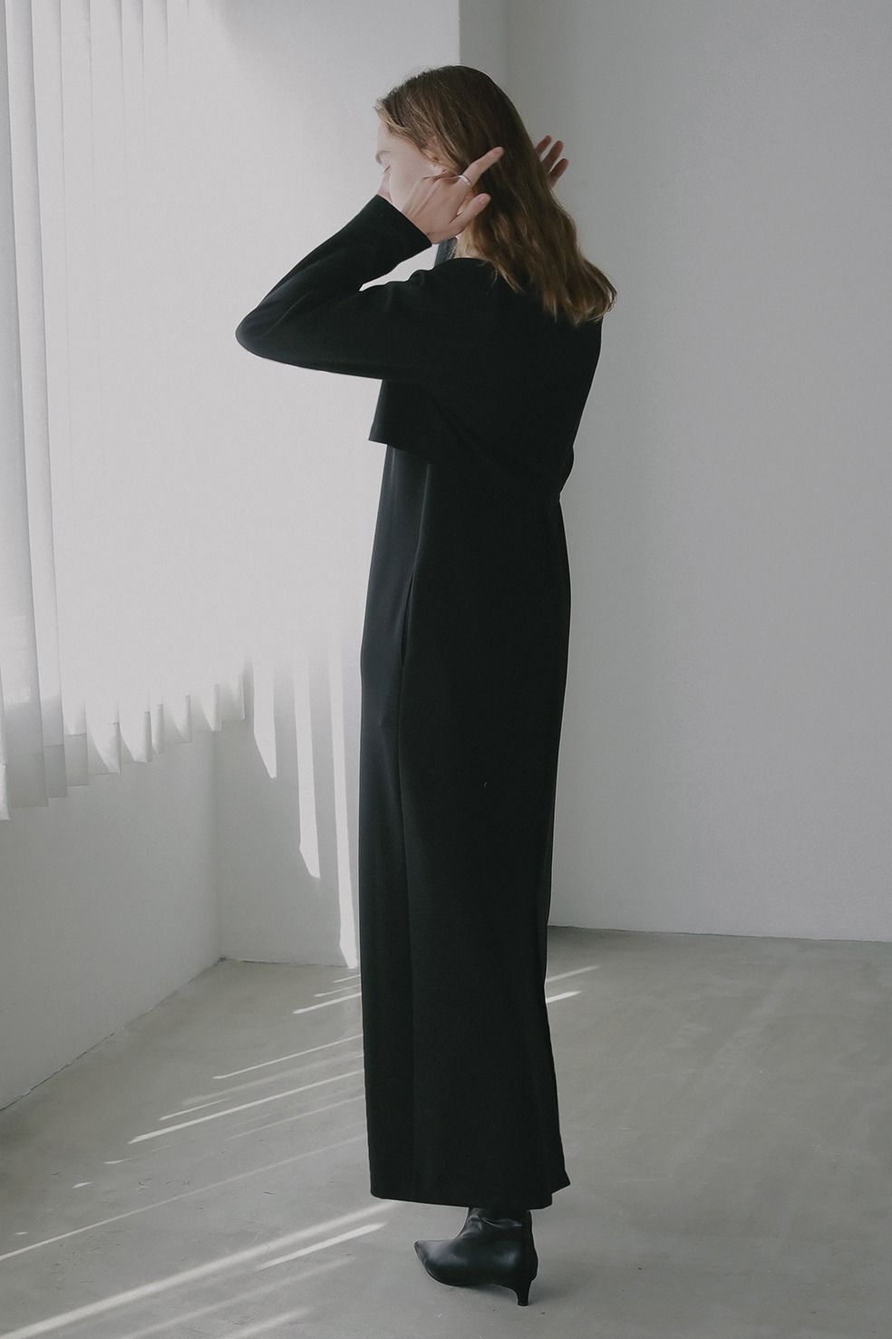 ショートブラウス+ワンピース｜SHORT BLOUSE SET ONE PIECE（BLACK)