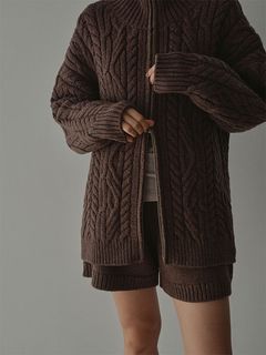 ローゲージニットショートパンツ (BROWN)