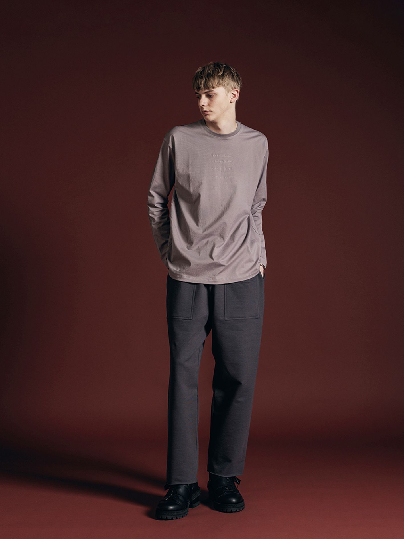 ロングスリーブカットソー - COTTON JERSEY EMBROIDERED L/S T-SHIRT -VI-3675-01- C-PINK