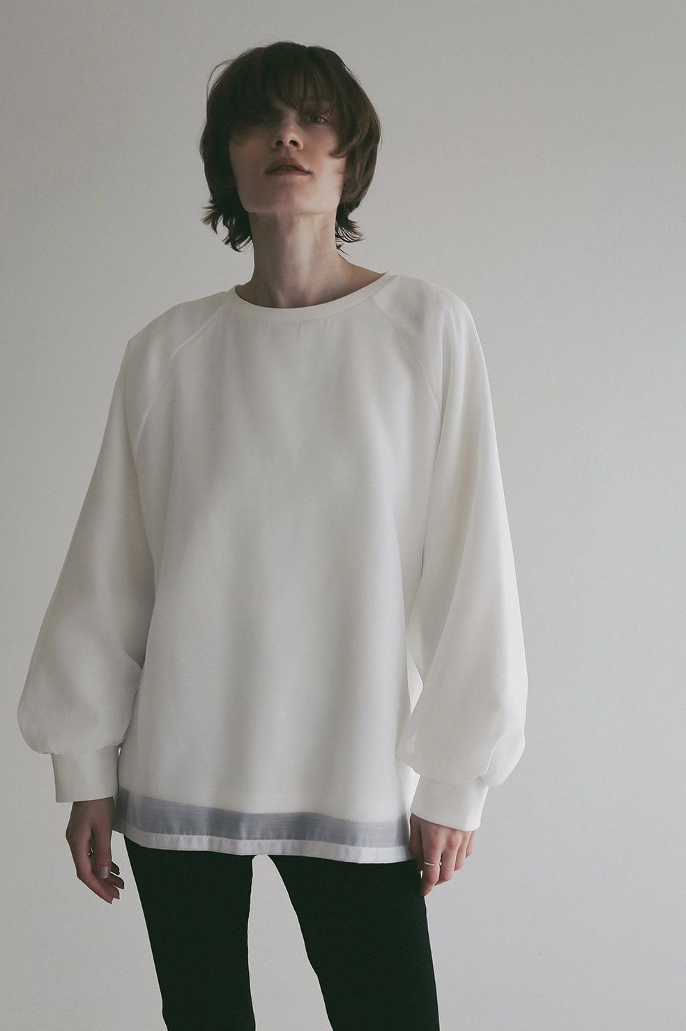 シアーレイヤード カットトップス | SHEER LAYERED CUT TOPS (WHITE)