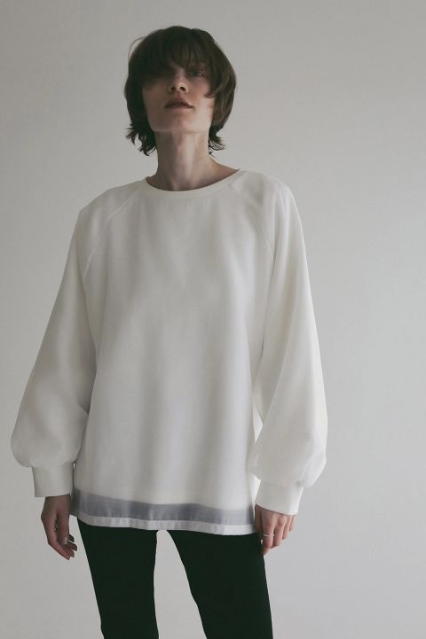 シアーレイヤード カットトップス | SHEER LAYERED CUT TOPS (WHITE)