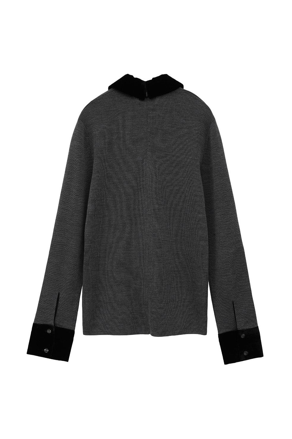 ベロアカラーニットトップス | VELOR COLLAR KNIT TOPS (GREY)