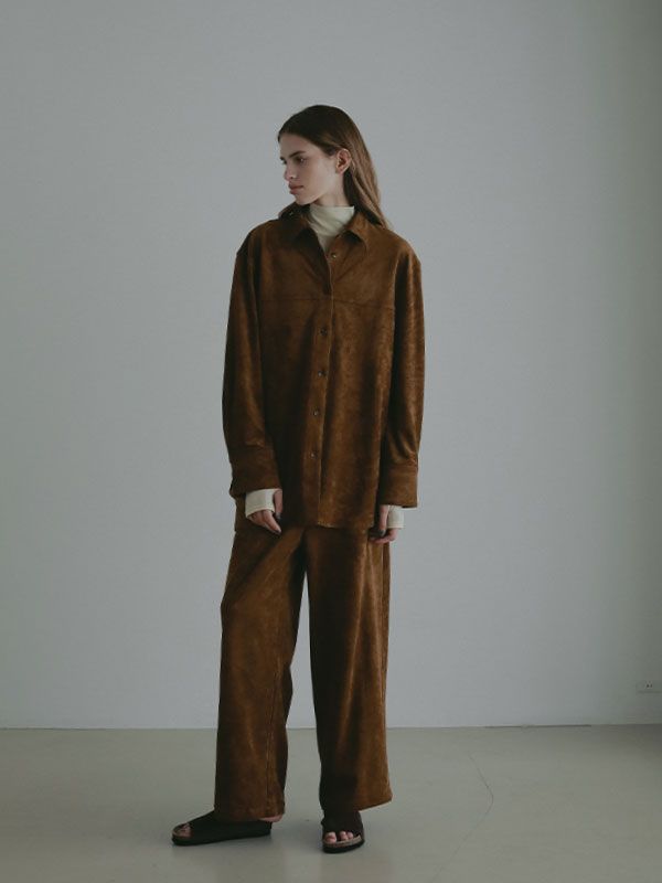 フェイクスウェードオーバーサイズシャツ (CAMEL)