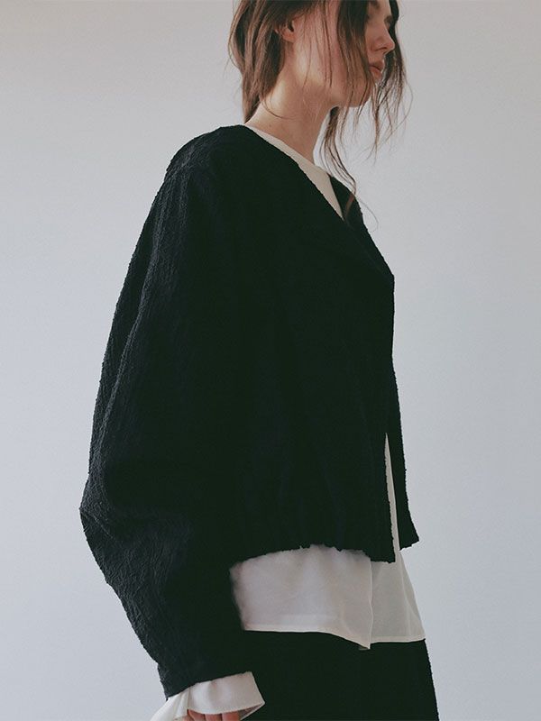 コットンジャガードライトブルゾン （BLACK)