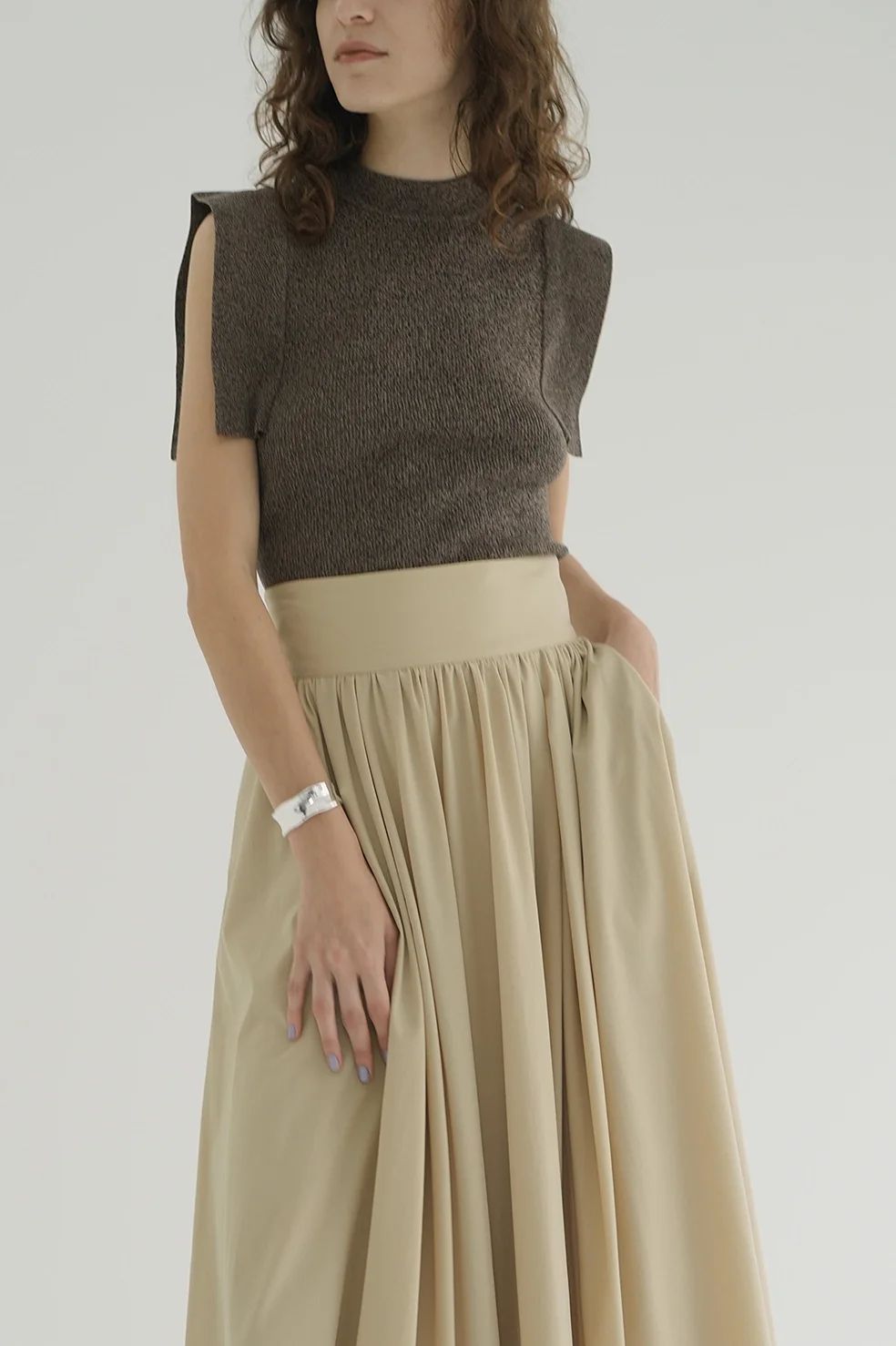 CLANE - スクエアスリーブニットトップス | SQUARE SLEEVE KNIT