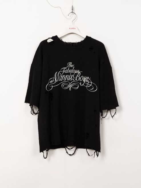 ディストレスドニットティーシャツ  - Distressed KNIT TEE - BLACK