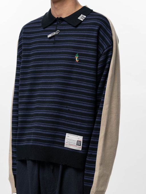 コンバインドニットプルオーバー -COMBINED KNIT PO (BLACK)