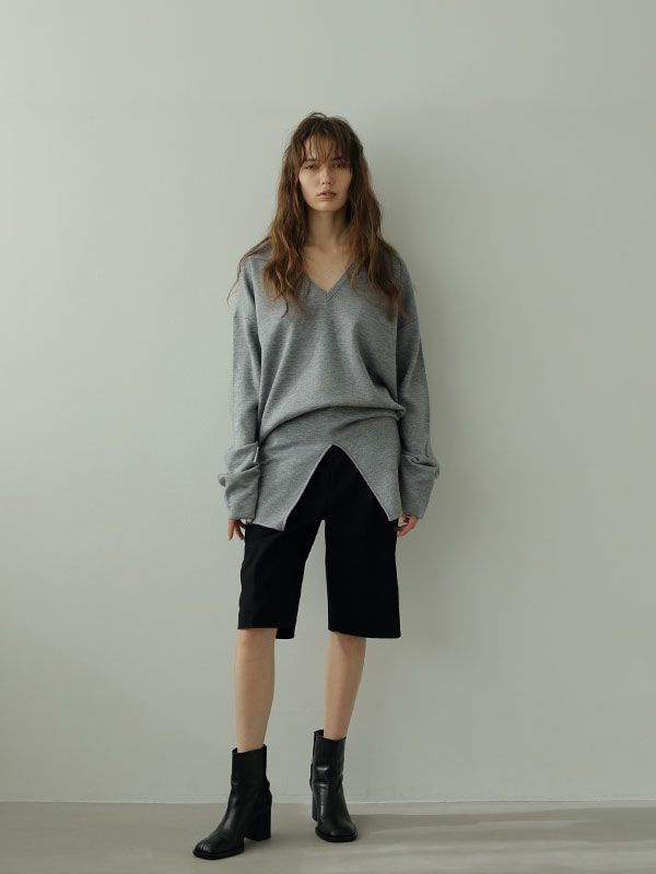 フェイスブラウジングニットプルオーバー ETRE TOKYO - Wフェイスブラウジングニットプルオーバー - GREY