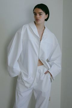 ラッシュガードトップス -  ACTIVE SHAWL COLLAR ZIP TOPS - WHITE