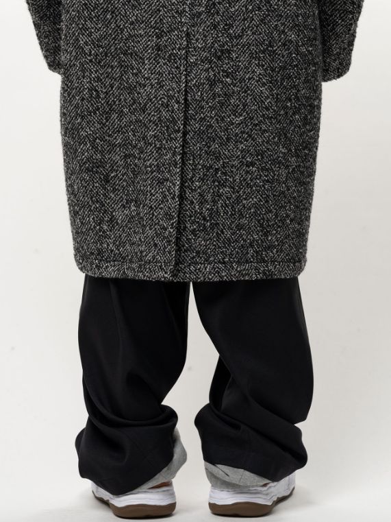 レイヤードコート - HOODED BALMACAAN COAT （BLACK×WHITE）