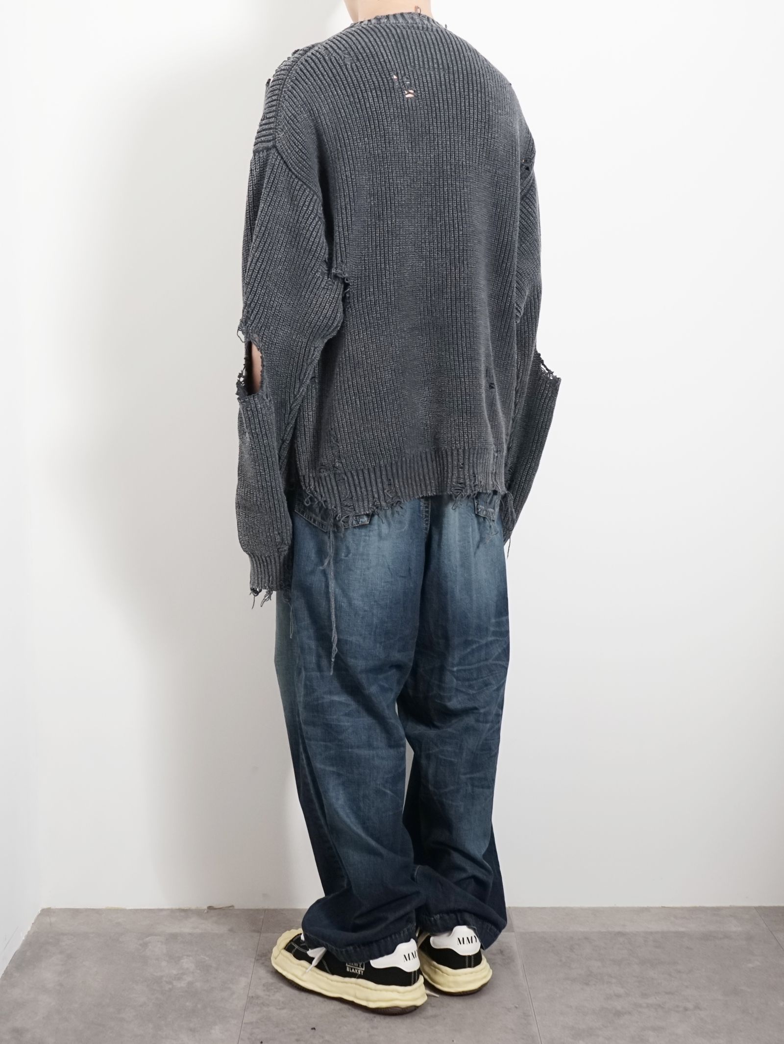 Maison MIHARA YASUHIRO - ブリーチドニットセーター - Bleached Knit Sweater - BLACK |  ADDICT WEB SHOP