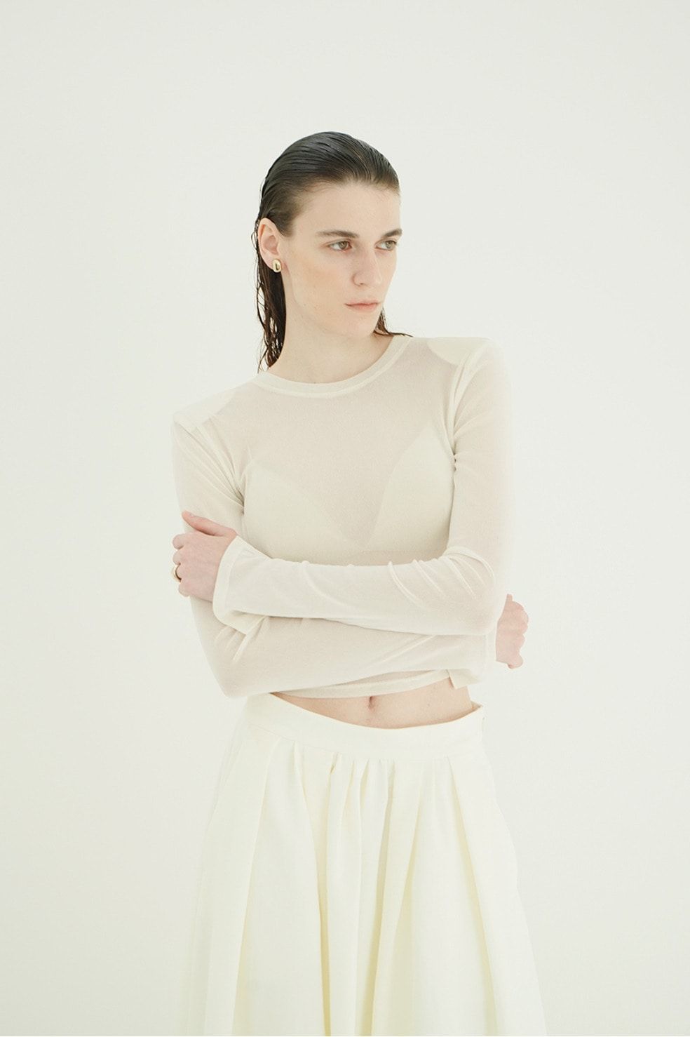 チュールフロッキーコンパクト トップス - FLOCKY FORM TIGHT TOPS (WHITE)