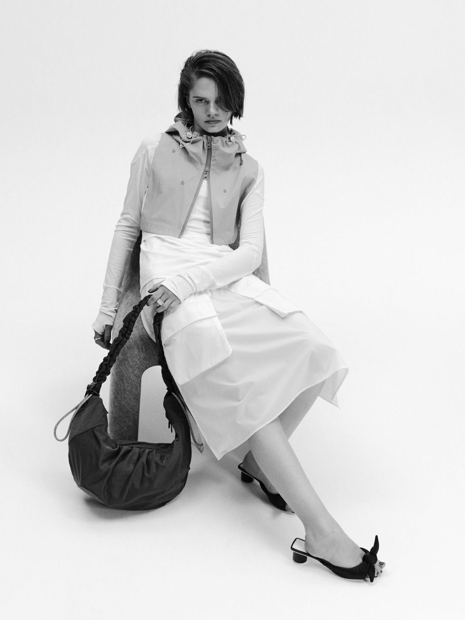 テクスチャード ツイル ボディバッグ  / TEXTURED TWILL BODY BAG （BLACK)