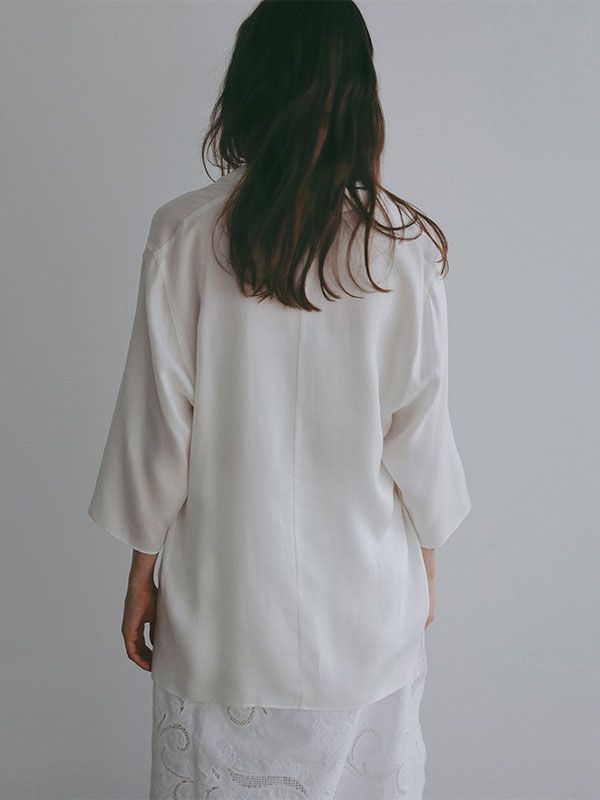 オープンネックキュプラシャツ (WHITE)