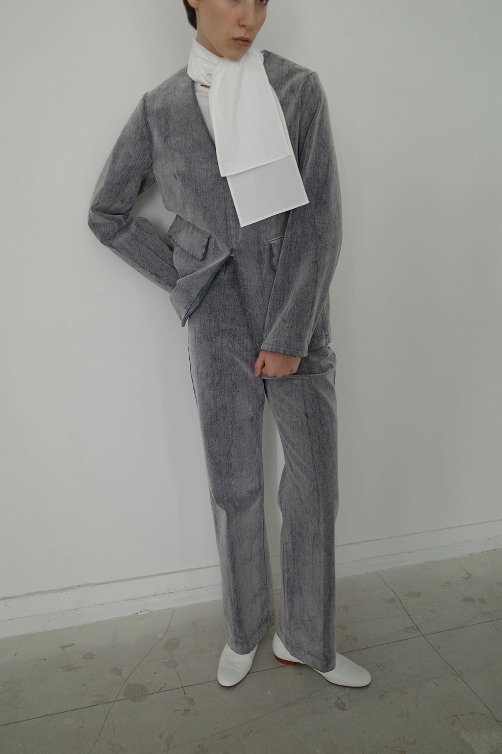 ハイウエスト フロッキーパンツ | FLOCKY CENTER PRESS PANTS（BLACK)